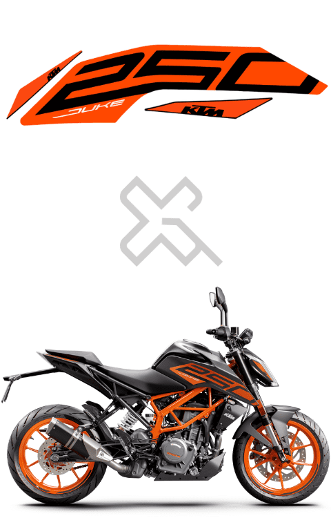 Half Body Sticker Compatible with Duke 250 BS6 | Made in Premium Gloss Vinyl with FPF (Fade Protection Film), Precut Sticker, Waterproof, Pack of 1
